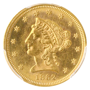 1862 $2.50 Liberty PCGS MS63