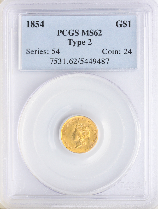 $1 Gold Type 2 Certified MS62