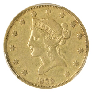 1839 $10 Liberty Type 1840 PCGS VF35 CAC