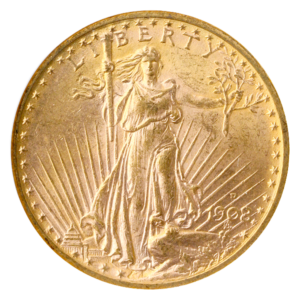 1908-D $20 Saint Gaudens With Motto NGC MS63