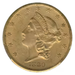 1860-S $20 Liberty CACG AU58