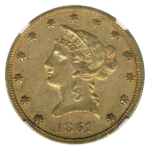1861 $10 Liberty NGC AU53 CAC