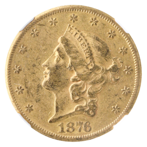 1876-CC $20 Liberty NGC AU53