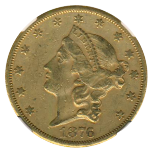 1876-CC $20 Liberty NGC AU50 CAC