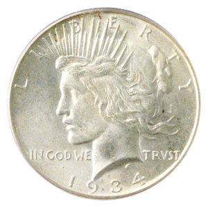 1934-S Peace $1 Silver Coin PCGS MS65 CAC