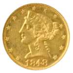 1848-C $5 Liberty PCGS AU58 CAC