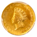 1855 Gold $1 Type II PCGS AU58 CAC