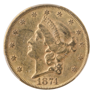 1874 $20 Liberty PCGS AU58