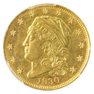 1830 $2.50 Capped Bust Small Diameter PCGS AU53 CAC