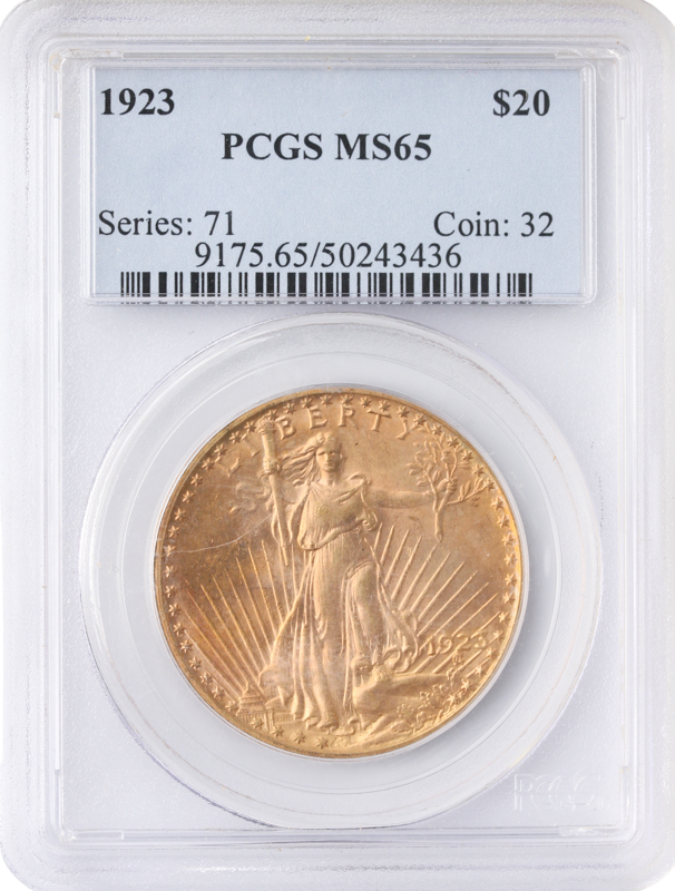 1923 $20 Saint Gaudens PCGS MS65