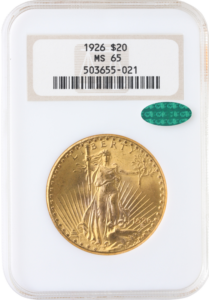 1926 $20 Saint Gaudens NGC MS65 CAC