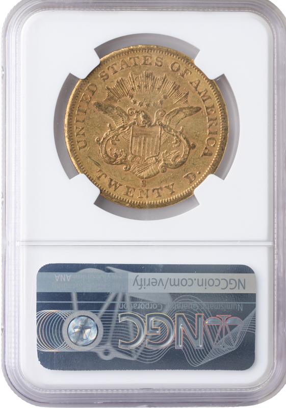 1858-S $20 Liberty NGC AU50