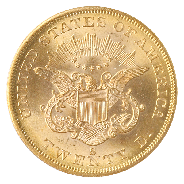 1856-S $20 Liberty SSCA PCGS MS63