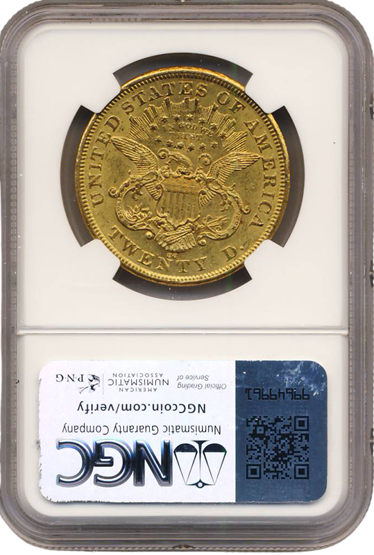 1875-CC $20 Liberty NGC AU58 CAC 1875-CC $20 Liberty NGC AU58 CAC