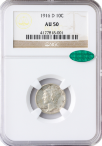 1916-D Mercury Dime NGC AU50 CAC