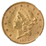 1862-S $20 Liberty NGC AU53 CAC