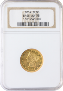 1854-O $5 Liberty NGC AU58