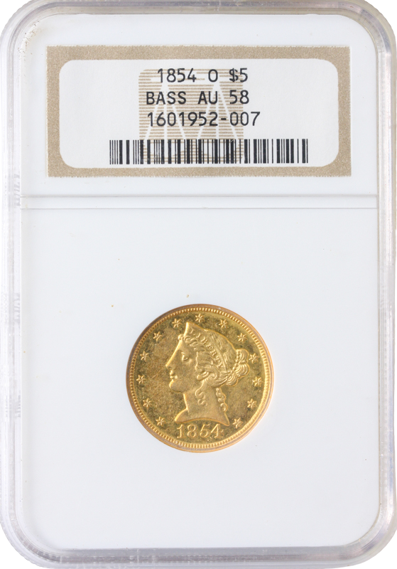 1854-O $5 Liberty NGC AU58