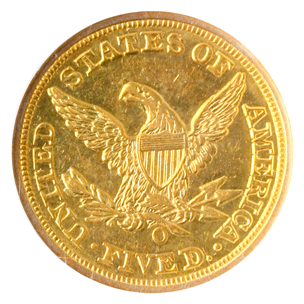 1854-O $5 Liberty NGC AU58