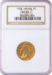 1908 $5 Indian NGC MS63