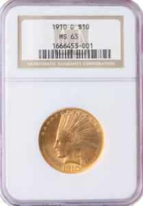 1910-D $10 Indian NGC MS63