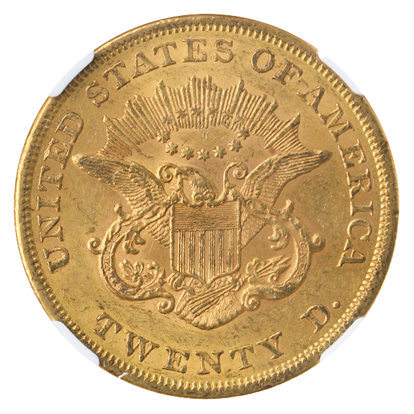 1860 $20 Liberty NGC AU55 CAC 1860 $20 Liberty NGC AU55 CAC