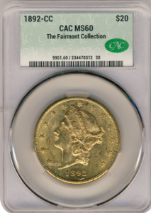 1892-CC $20 Liberty CACG MS60