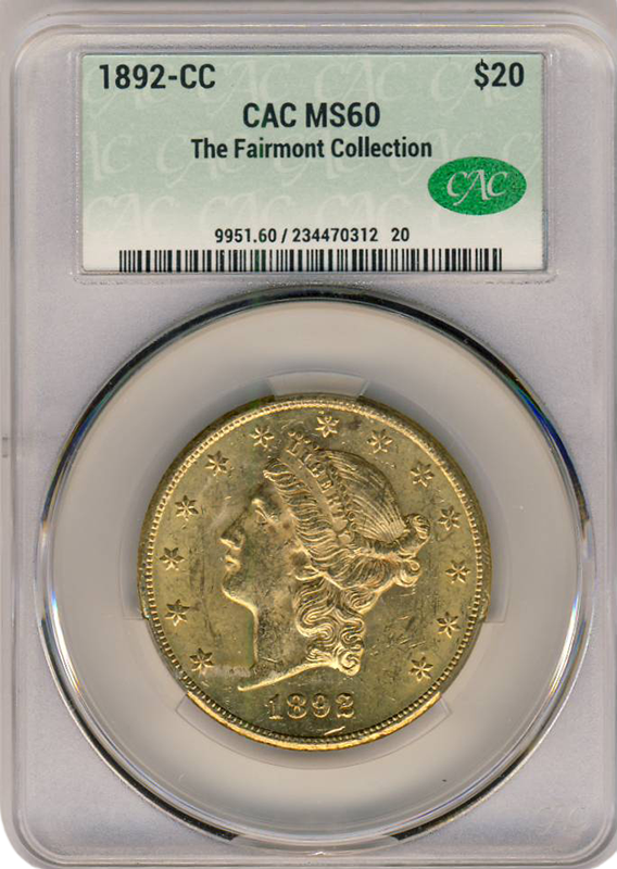 1892-CC $20 Liberty CACG MS60