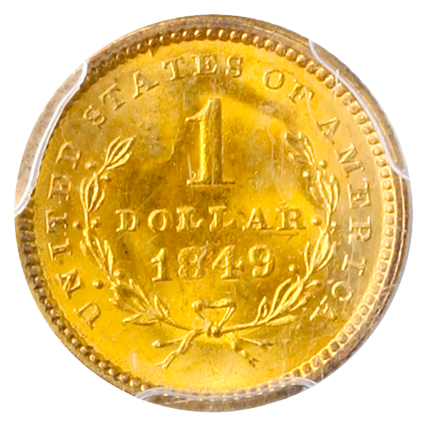 1849 Gold $1 PCGS MS63 CAC 1849 Gold $1 PCGS MS63 CAC