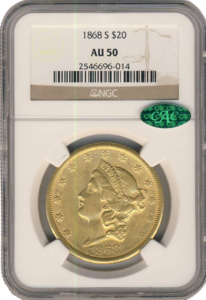 1868-S $20 Liberty NGC AU50 CAC