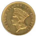 1871 $3 Indian Princess PCGS AU58 CAC