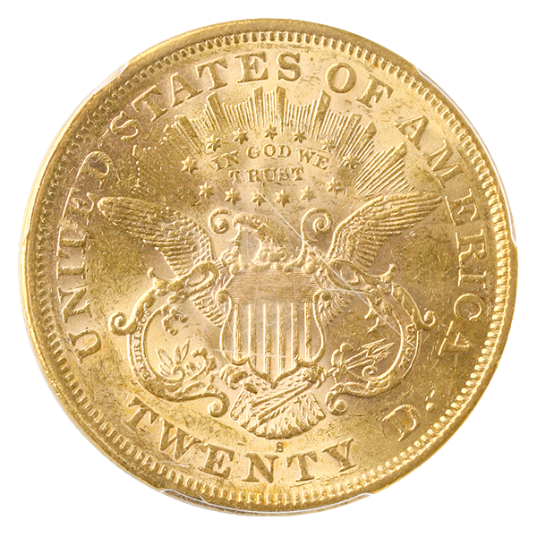 1875-S $20 Liberty Granite Lady PCGS AU55 CAC 1875-S $20 Liberty Granite Lady PCGS AU55 CAC