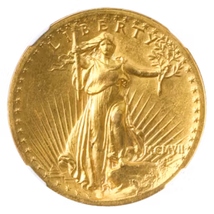1907 $20 Saint Gaudens High Relief Wire Edge NGC MS61