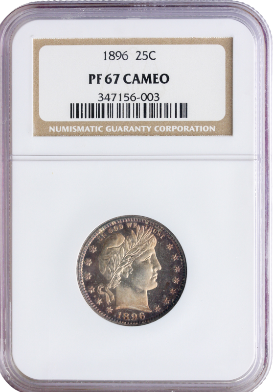 1896 Barber Quarter NGC PR67 CAC