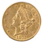 1875-CC $20 Liberty PCGS AU50 CAC