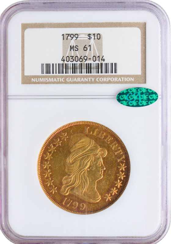 1799 $10 Draped Bust Large Eagle NGC MS61 CAC 1799 $10 Draped Bust Large Eagle NGC MS61 CAC