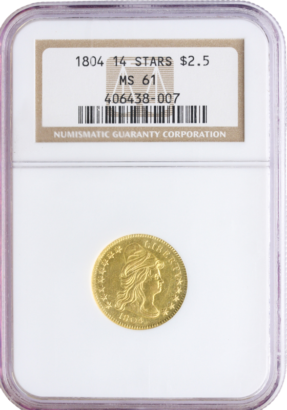 1804 $2.50 Draped Bust 14 Star Reverse NGC MS61