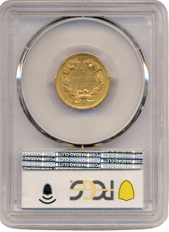 1856-S $3 Indian Princess PCGS AU58 CAC 1856-S $3 Indian Princess PCGS AU58 CAC