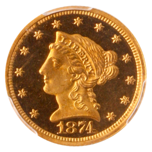 1874 $2.50 Liberty PCGS PR65 Deep Cameo CAC +