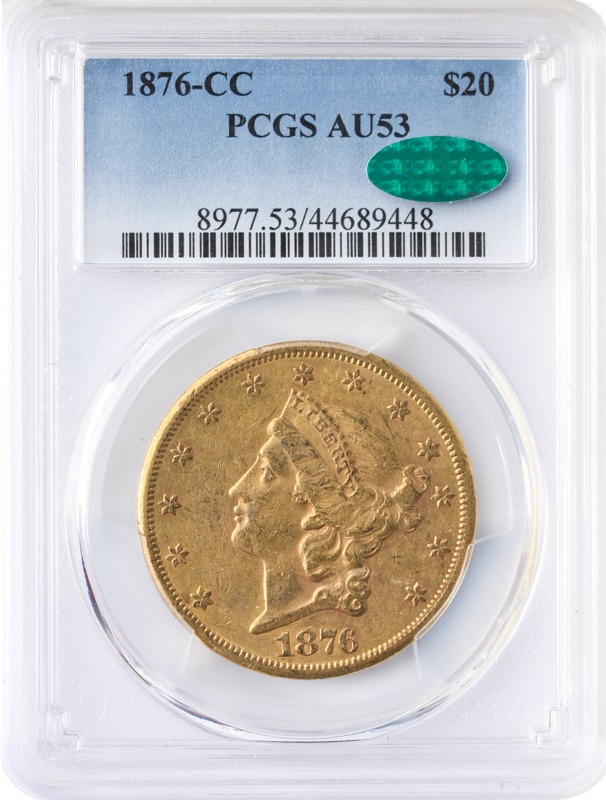 1876-CC $20 Liberty PCGS AU53 CAC 1876-CC $20 Liberty PCGS AU53 CAC