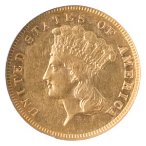 1885 $3 Indian Princess NGC AU58