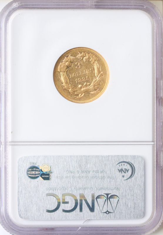 1885 $3 Indian Princess NGC AU58