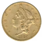 1864 $20 Liberty PCGS AU53 CAC