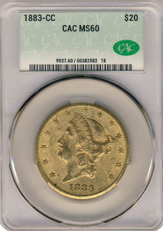 1883-CC $20 Liberty CACG MS60