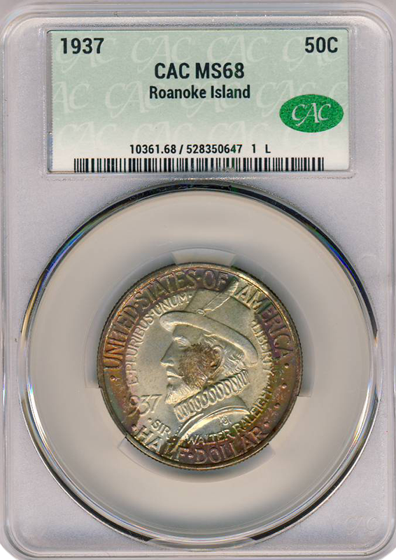 1937 Roanoke Silver Commemorative Half Dollar CACG MS68