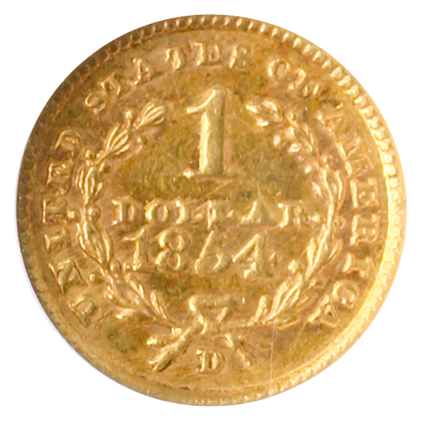 1854-D $1 Gold NGC AU58 CAC 1854-D $1 Gold NGC AU58 CAC