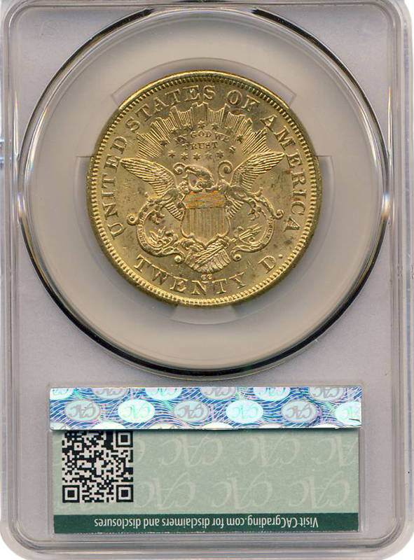 1876-CC $20 Liberty CACG MS60