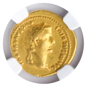 Roman Empire Tiberius Aureus NGC Fine Strike:5 Surface: 4 7.69g