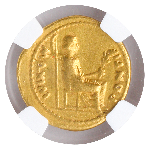 Roman Empire Tiberius Aureus NGC Fine Strike:5 Surface: 4 7.69g
