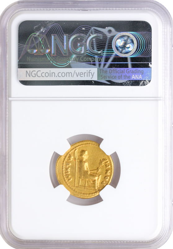 Roman Empire Tiberius Aureus NGC Fine Strike:5 Surface: 4 7.69g
